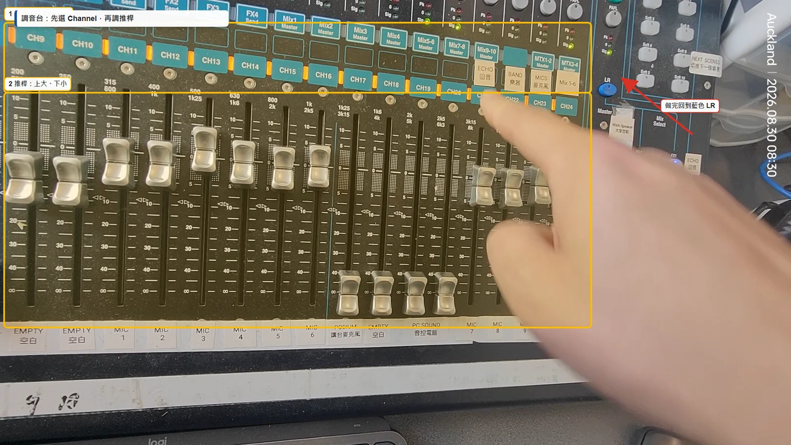 Mixer 推桿、Select 與 LR 標註圖